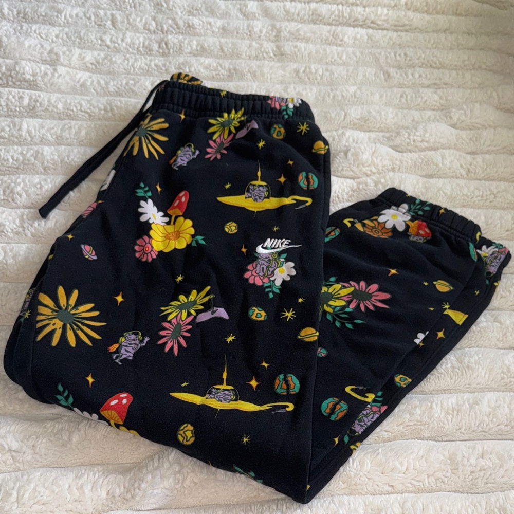 Nike Black Sweatpants with Colorful Cartoon Design